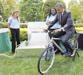President Barack Obama riding bike