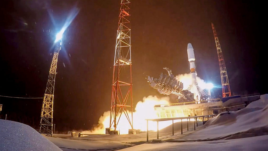 Russia Successfully Launches Soyuz-2.1b Rocket From Snow Covered Space Base