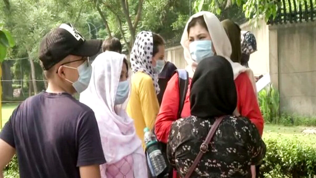 Afghan Nationals Gather Outside Australian Embassy In New Delhi Seeking Visas