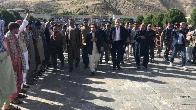 Bernard-Henri Lévy visited many international hotspots, including Afghanistan in September 2020. Pictured here with National Resistance Front leader Ahmad Massoud, in the Panjshir Valley. (Gilles Hertzog)