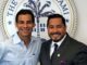 George Burciaga (right) with Miami Mayor Francis Xavier Suarez. (Courtesy of Ignite Cities/Negocios Now)