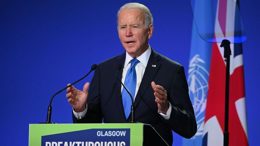 President Joe Biden assured the global community America is committed to a greener future. (Photo by Jeff J Mitchell/Getty Images)