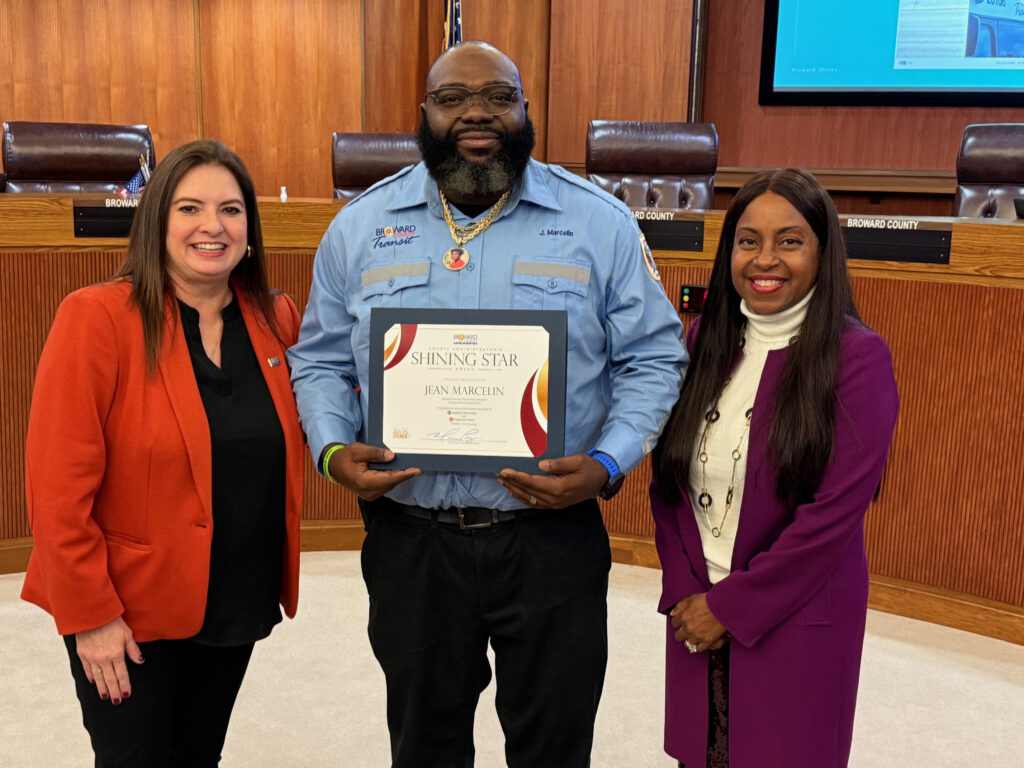 Broward County Transit Bus Operator Recognized for Helping Visually Impaired Resident Across Busy Intersection