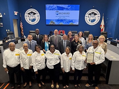 PROCLAMATION PRESENTED: During a Special School Board Meeting, members of the Broward County School Board presented a proclamation honoring the life, vision, and enduring legacy of Levi Henry, Jr.