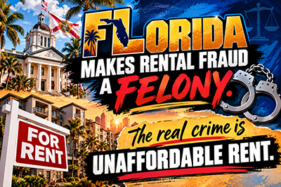 Florida makes rental fraud a felony. The real crime is unaffordable rent.